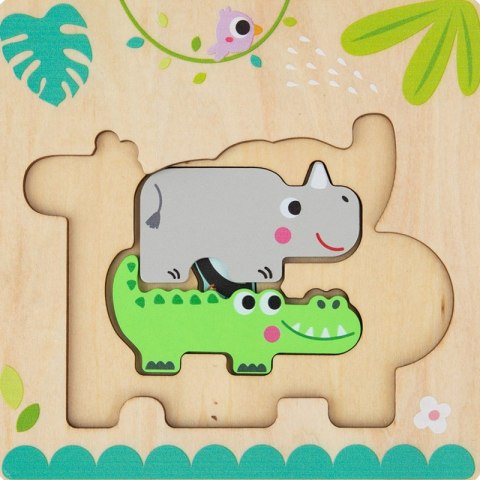 Tooky Toy Drewniane Puzzle Wielowarstwowe Tablica Zwierzątka Leśne 7 el.