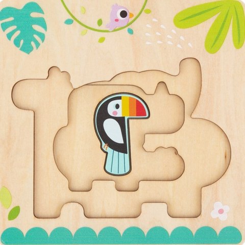 Tooky Toy Drewniane Puzzle Wielowarstwowe Tablica Zwierzątka Leśne 7 el.