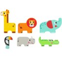 Tooky Toy Drewniane Puzzle Wielowarstwowe Tablica Zwierzątka Leśne 7 el.