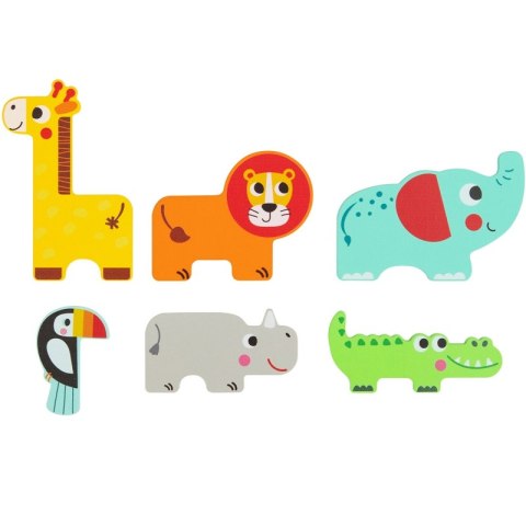 Tooky Toy Drewniane Puzzle Wielowarstwowe Tablica Zwierzątka Leśne 7 el.