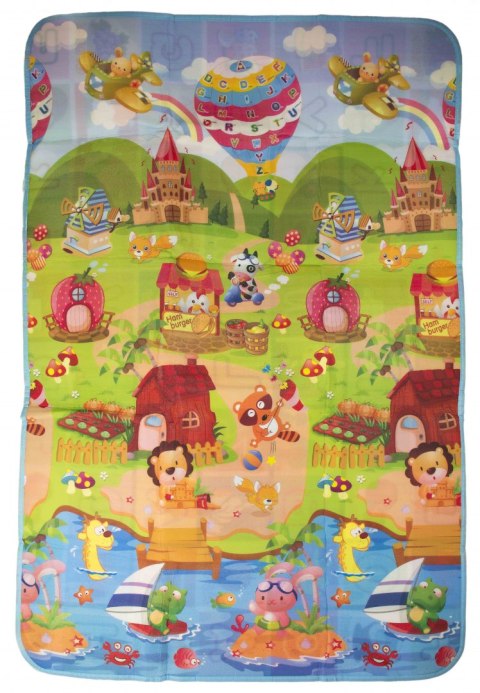 MATA EDUKACYJNA PIANKOWA DWUSTRONNA PLAC ZABAW 180x120CM