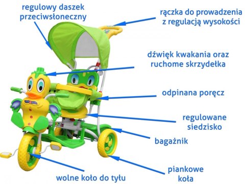 Rowerek 3 Kołowy Wesoła Kaczka A11-2 Zielony
