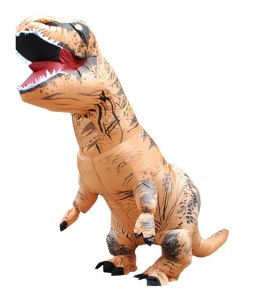 KOSTIUM STRÓJ DMUCHANY DINOZAUR T-REX GIGANT BRĄZOWY 1.5-1.9M