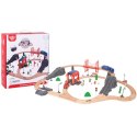 Tooky Toy Drewniana Kolejka Elektryczna Straż Pożarna Efekty Dźwiękowe 70 el. FSC