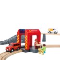 Tooky Toy Drewniana Kolejka Elektryczna Straż Pożarna Efekty Dźwiękowe 70 el. FSC