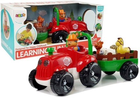 Traktor Przyczepka Zwierzęta Baterie Światła Dźwięk