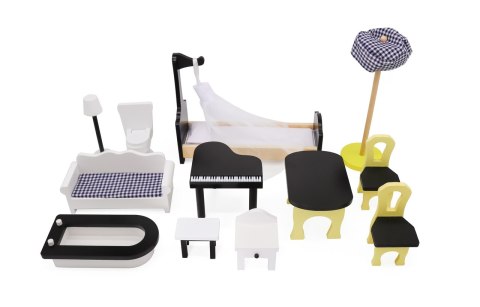 DOMEK DLA LALEK DREWNIANY MEBELKI 122CM XXL LED