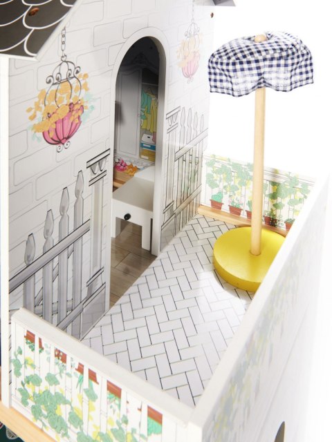 DOMEK DLA LALEK DREWNIANY MEBELKI 122CM XXL LED