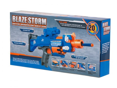 KARABIN NA PIANKOWE STRZAŁKI BĘBENKOWY BLAZE STORM + CELOWNIK + 20 STRZAŁEK NIEBIESKI