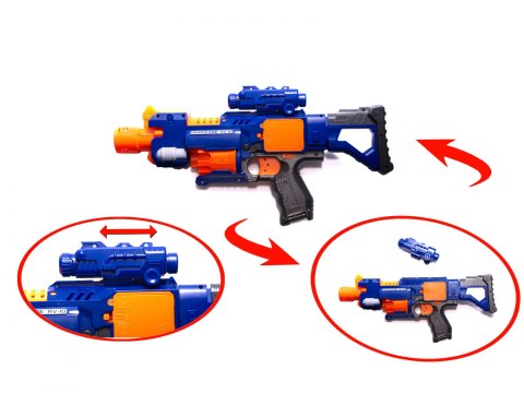 KARABIN NA PIANKOWE STRZAŁKI BĘBENKOWY BLAZE STORM + CELOWNIK + 20 STRZAŁEK NIEBIESKI