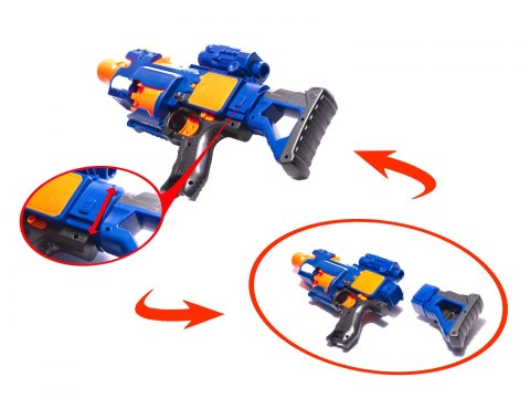 KARABIN NA PIANKOWE STRZAŁKI BĘBENKOWY BLAZE STORM + CELOWNIK + 20 STRZAŁEK NIEBIESKI