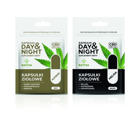 Kapsułki ziołowe DAY&NIGHT - NIGHT 45 kapsułek, 225mg CBD