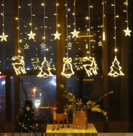 Lampki LED kurtyna renifer 2,5m 138LED zimny biały