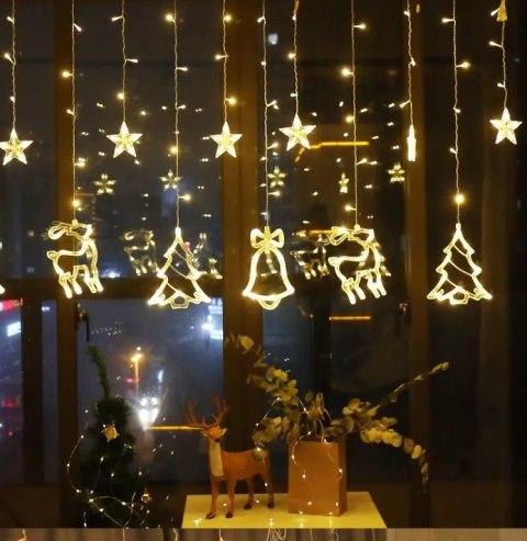 Lampki LED kurtyna renifer 2,5m 138LED zimny biały