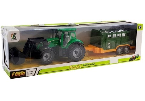 Traktor z Przyczepką Zielony Krowa