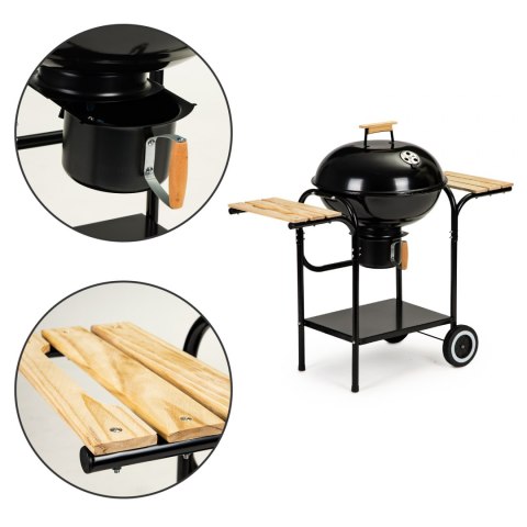 Grill ogrodowy z pokrywą i półkami