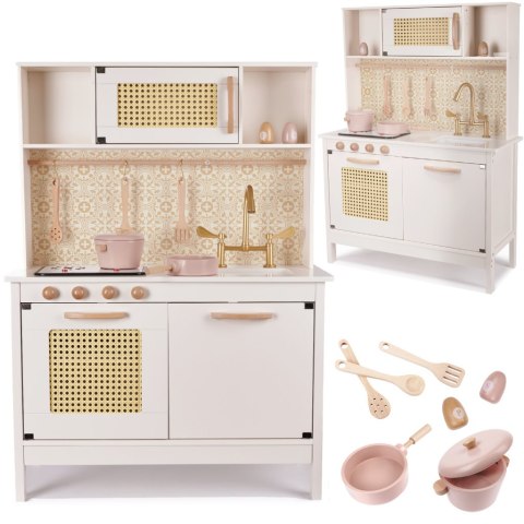 KUCHNIA DREWNIANA MDF RETRO Z AKCESORIAMI BOHO