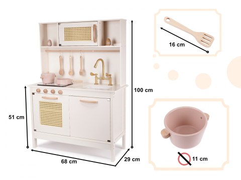 KUCHNIA DREWNIANA MDF RETRO Z AKCESORIAMI BOHO