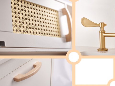 KUCHNIA DREWNIANA MDF RETRO Z AKCESORIAMI BOHO