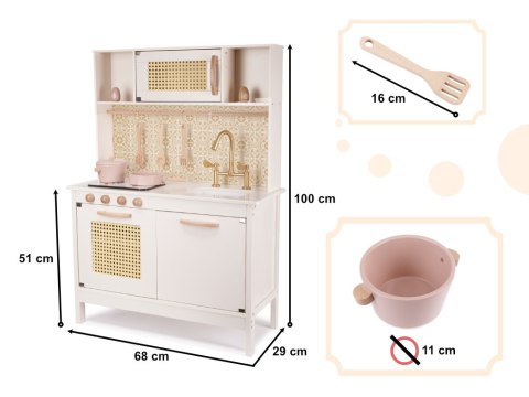 KUCHNIA DREWNIANA MDF RETRO Z AKCESORIAMI BOHO