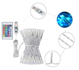 LAMPKI LED KURTYNA 3x3M 200LED USB + PILOT 16KOLORÓW