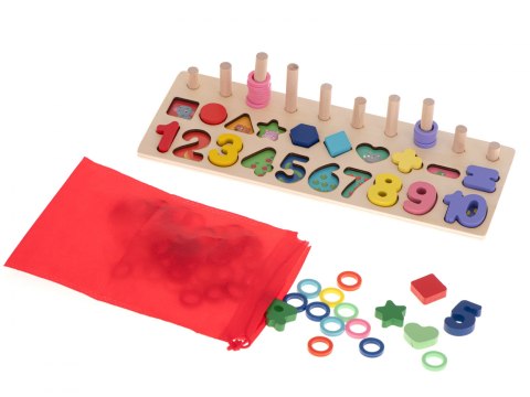 LICZYDŁO DREWNIANE SORTER CYFRY MONTESSORI 3W1 13x36CM