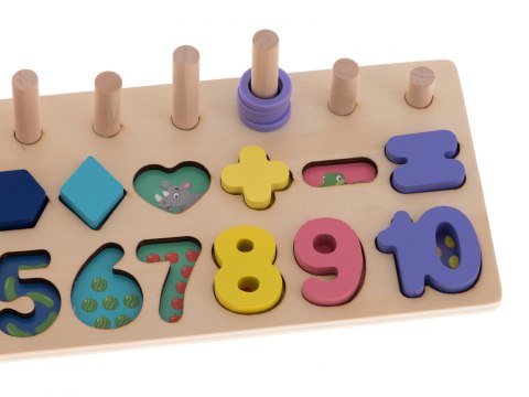LICZYDŁO DREWNIANE SORTER CYFRY MONTESSORI 3W1 13x36CM