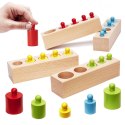 ODWAŻNIKI CYLINDRY DREWNIANE MONTESSORI KOLOROWE