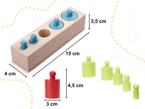 ODWAŻNIKI CYLINDRY DREWNIANE MONTESSORI KOLOROWE