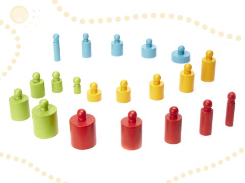 ODWAŻNIKI CYLINDRY DREWNIANE MONTESSORI KOLOROWE