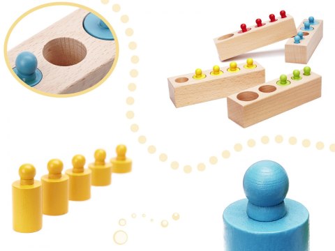 ODWAŻNIKI CYLINDRY DREWNIANE MONTESSORI KOLOROWE
