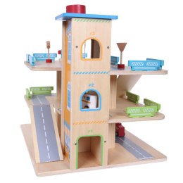 Drewniany garaż tor z windą + autka Ecotoys
