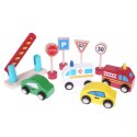 Drewniany garaż tor z windą + autka Ecotoys