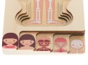 PUZZLE DREWNIANE WARSTWOWE BUDOWA CIAŁA MONTESSORI DZIEWCZYNKA