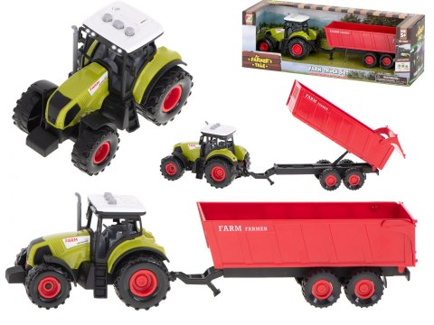 TRAKTOR CIĄGNIK POJAZD ROLNICZY Z PRZYCZEPĄ LED + EFEKTY DŹWIĘKOWE
