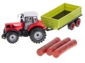 TRAKTOR CIĄGNIK POJAZD ROLNICZY Z PRZYCZEPĄ + PALE DRZEWNE