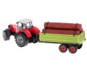 TRAKTOR CIĄGNIK POJAZD ROLNICZY Z PRZYCZEPĄ + PALE DRZEWNE