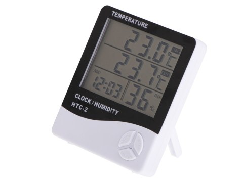 HIGROMETR TERMOMETR ZEGAR WILGOTNOŚCIOMIERZ HTC-2