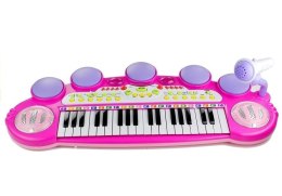 ORGANKI PIANINKO MIKROFON STOŁEK PORTY USB RÓŻOWE