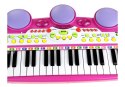 ORGANKI PIANINKO MIKROFON STOŁEK PORTY USB RÓŻOWE