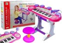 ORGANKI PIANINKO MIKROFON STOŁEK PORTY USB RÓŻOWE