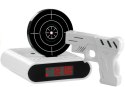 PISTOLET LASEROWY Z TARCZĄ BUDZIK ZEGAREK BIAŁY