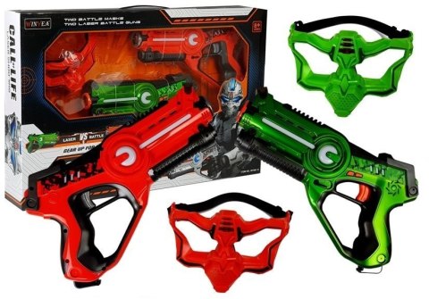 PISTOLET LASEROWY Z MASKĄ NA BATERIE 2 SZT
