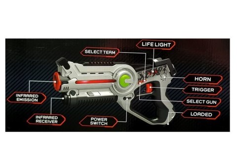 PISTOLET LASEROWY Z MASKĄ NA BATERIE 2 SZT