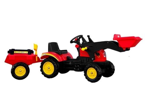 TRAKTOR HERMAN Z PRZYCZEPĄ I ŁYŻKĄ CZERWONY165 CM