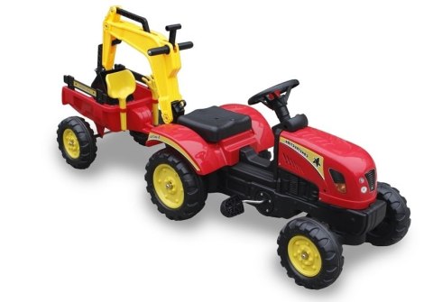 TRAKTOR Z PRZYCZEPĄ I ŁYŻKĄ CZERWONY PEDAŁY 3007