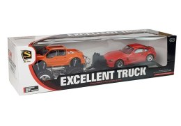 ZESTAW POJAZDÓW MONSTER TRUCK POMARAŃCZOWY LAWETA 58 CM