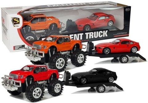 ZESTAW POJAZDÓW MONSTER TRUCK POMARAŃCZOWY LAWETA 58 CM