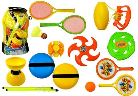 ZESTAW SPORTOWY RAKIETY FRISBEE DIABOLO