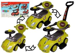 JEŹDZIK Z PCHACZEM MEGA CAR 3W1 ŻÓŁTY